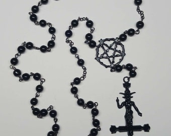 Baphomet Inverted Cross Portrait Pendant Pentagram Rosary