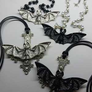 Bat Cross Charm Necklace