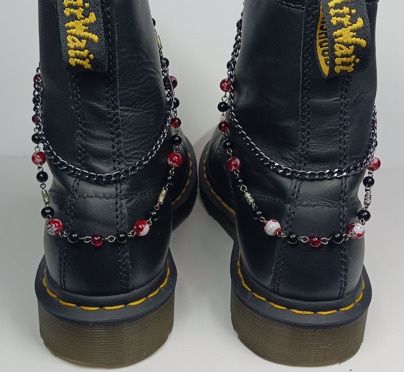 Boot Chains Onyx Garnet Red Splatter Beads Pentagram Charms Doc Dr ...