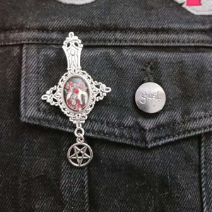 Portrait Pendant Lapel Pin Inverted Cross