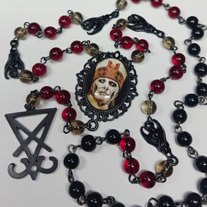 Portrait Pendant Rosary Lucifer Sigil Bats