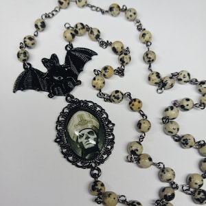 Black Bat Portrait Pendant Rosary