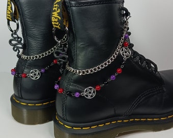Boot Chains Serpent Pentagram Purple Red Jade Onyx