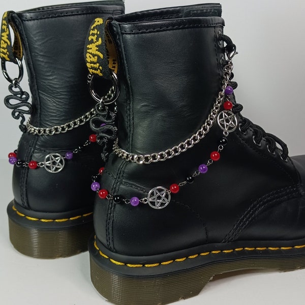 Boot Chains Serpent Pentagram Purple Red Jade Onyx