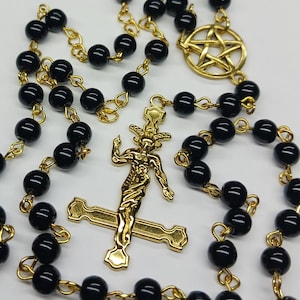 Baphomet Inverted Cross Pentagram Rosary Seal of Satan Lucifer