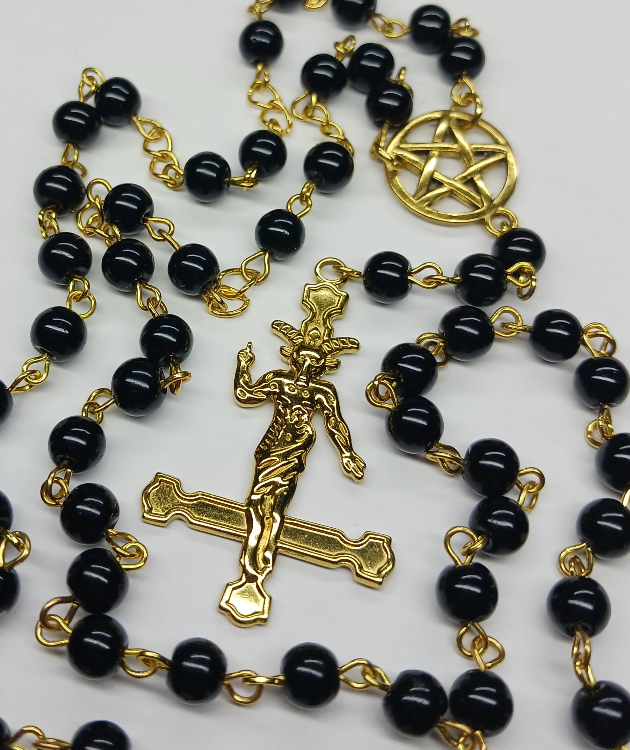 Baphomet Inverted Cross Pentagram Rosary Seal of Satan Lucifer - Etsy