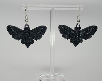 Black Death's Head Moth Charm Earrings