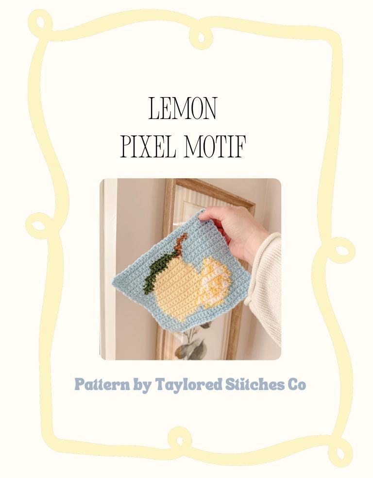 30 Pixel Crochet Patterns for Bold Colorwork, Blankets, Bags, and Amigurumi 25 Lemon Pixel Motif Crochet Pixel motif Lemon Pixel Crochet