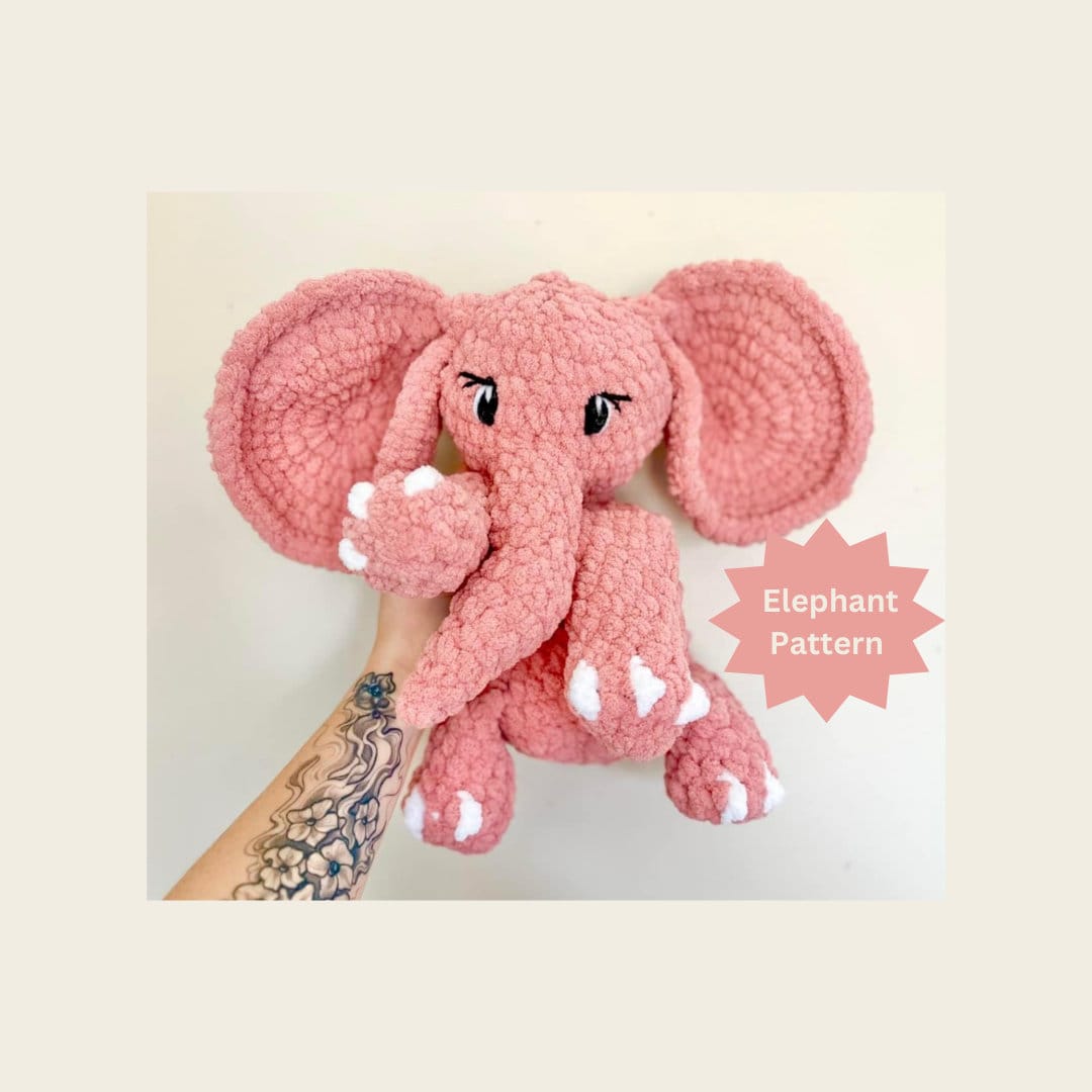Elephant Crochet Pattern | Ellie the Elephant Low Sew Pattern - Etsy