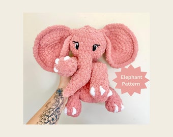 Patrón de crochet para elefante / Patrón de costura baja para Ellie la elefanta