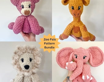 Zoo Pals Crochet Pattern Bundle | Giraffe, Bear, Elephant, Lion Patterns