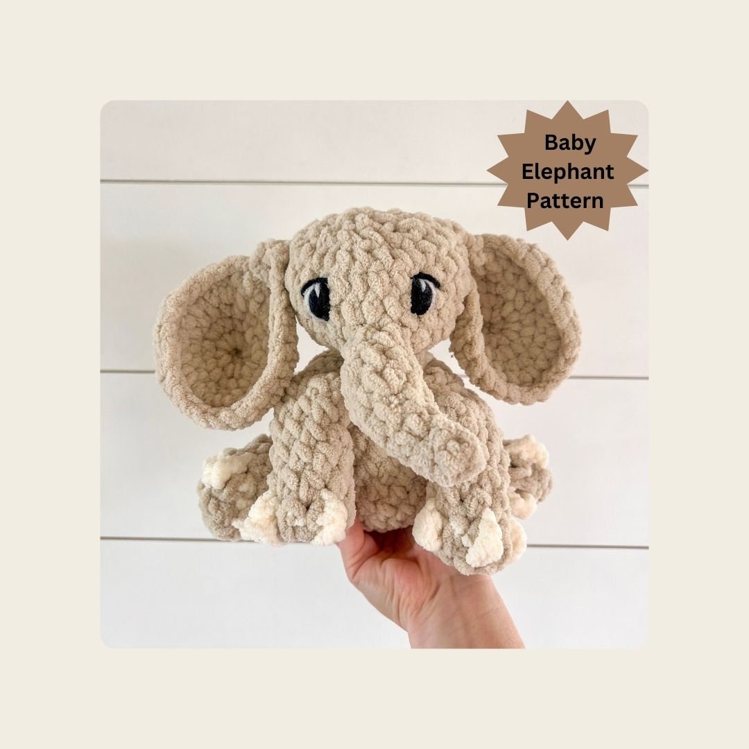 Baby Elephant Crochet Pattern | Baby Ellie the Elephant Low Sew Pattern ...