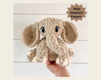 Patrón de crochet para bebé elefante / Patrón de costura baja para bebé Ellie el elefante