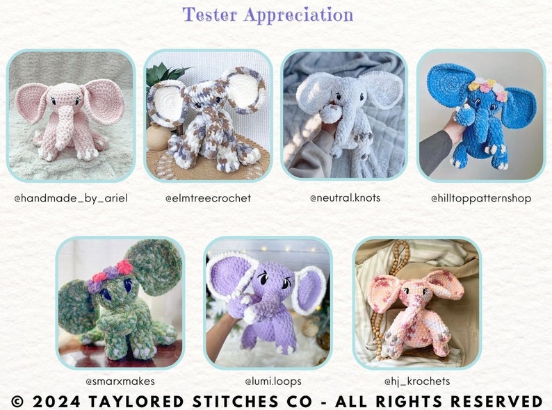 Elephant Crochet Pattern | Ellie the Elephant Low Sew Pattern - Etsy