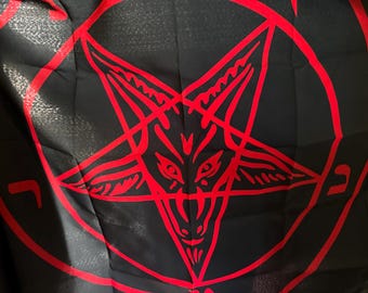 3x5 Baphomet Église De Saton Inversé Pentogram Noir 3'x5