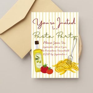 Pasta Party Italian Night Invitation (Celebration, Birthday, Anniversary Dinner)