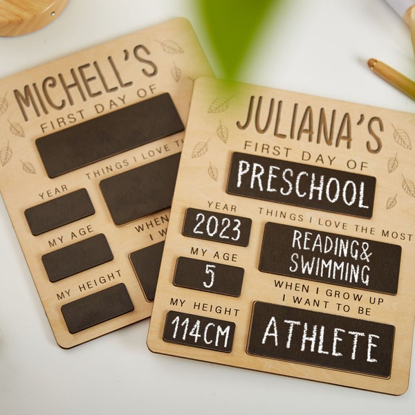 First Day Of School Sign,Personalized Back To School Sign,Custom Engraved School Board,Reusable School Sign,Back To School 2023,Preschool