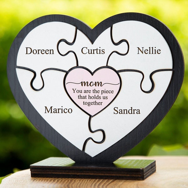 Mother's Day Puzzle Piece Sign - Personalized Gifts For Mom From Daughter - Birthday Present - You Are the Piece That Holds Us Together