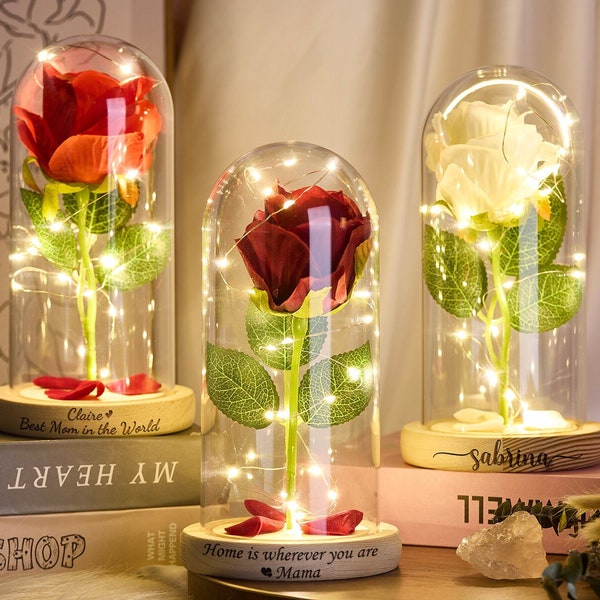 Gepersonaliseerde Galaxy Rose LED-licht, moeder eeuwige roos geschenkdoos, Moederdag cadeau voor haar/vriendin, huwelijksverjaardag cadeau, meisje Rose cadeau