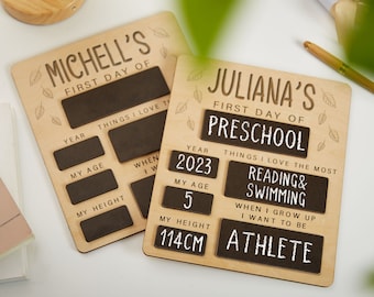 First Day Of School Sign,Personalized Back To School Sign,Custom Engraved School Board,Reusable School Sign,Back To School 2023,Preschool