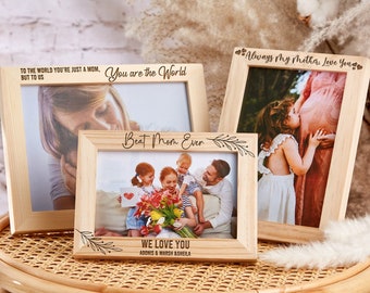 Cornice per foto personalizzata per la festa della mamma, cornice per foto di famiglia personalizzata, cornice per foto di matrimonio incisa, cornice per foto di fidanzamento, regalo di nozze per coppia