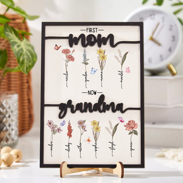 Personalized Birth Flower Sign,Mama's Garden Sign,Custom Month Flower Name Sign,Grandma’s Garden,Mothers Day Gift,Gift For Grandma,Nana Gift
