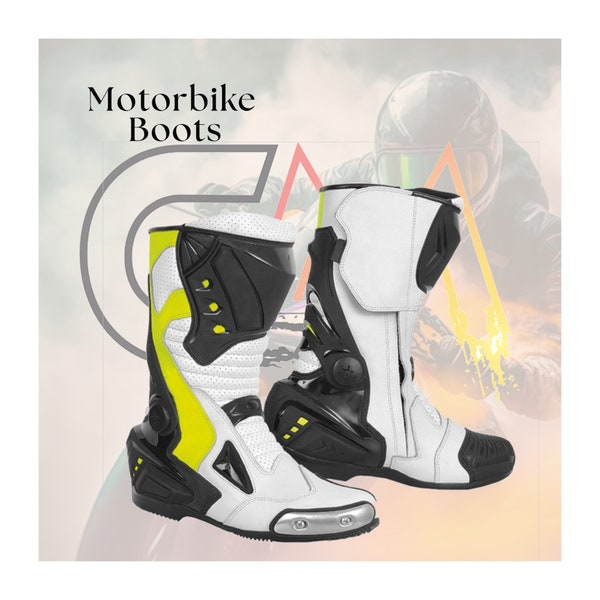 Handmade Motorcycle Boots, Leather Boots, Cowhide Leather And Certified Protectors