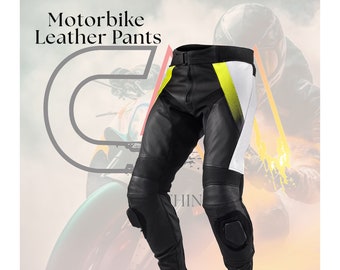 Motorcycle Racing Riding Pants with CE Armour, Handmade Leather Pants, Motorbike Leather Pants