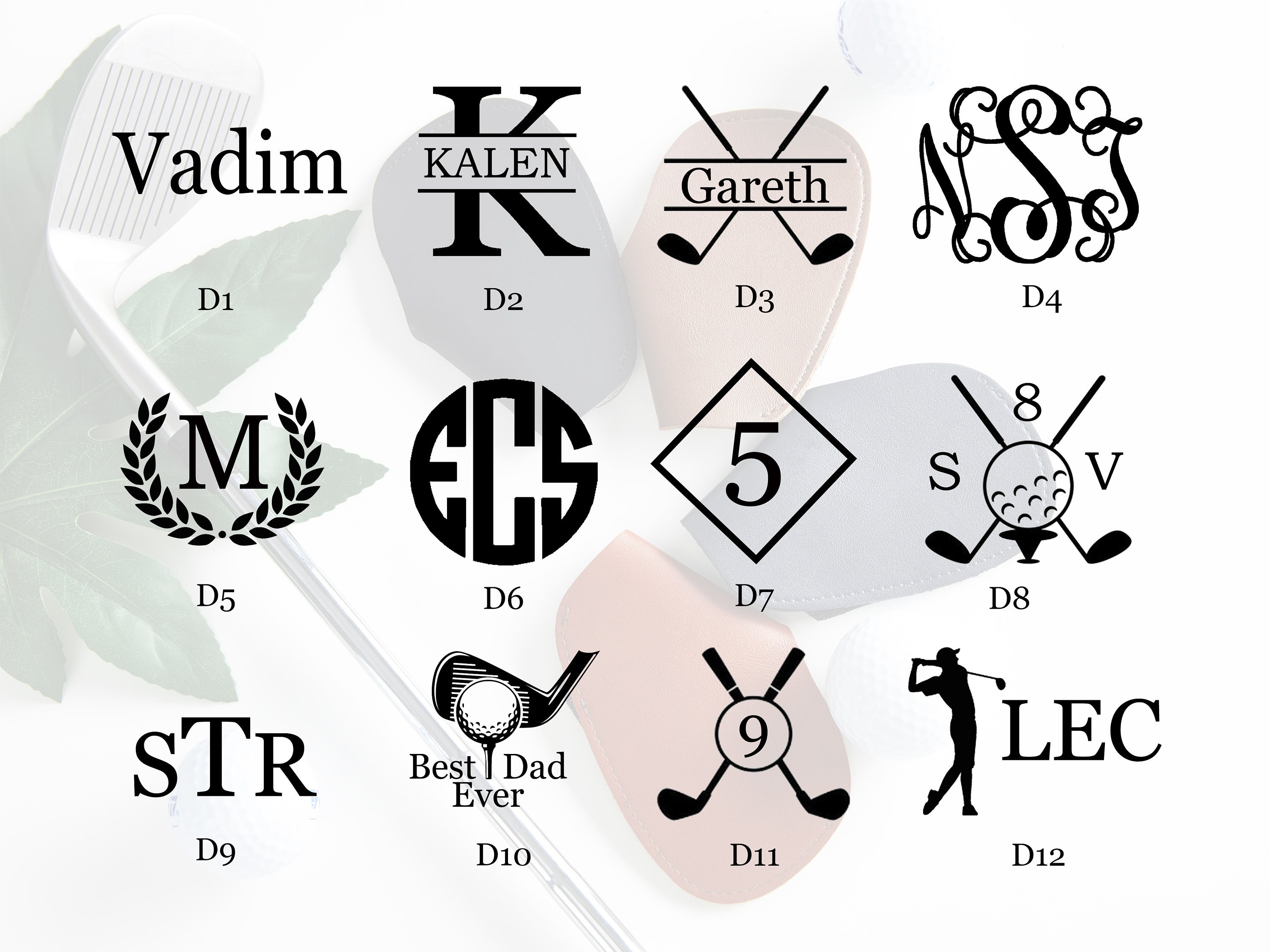 PU Leather Golf Iron Cover Personalized Golf Iron Head Cover Custom