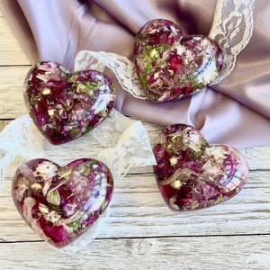 4-Pack, Heart, Custom Flower Preservation, Floral preservation, Funeral Arrangement, Memorial Flowers, Bouquet Preservation, Paperweight