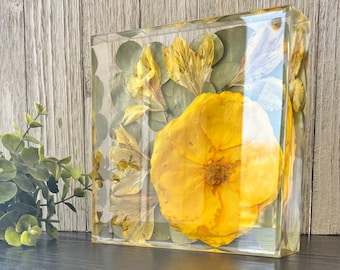 Custom Resin Flower Block, Wedding Bouquet Preservation, Memorial Keepsake, Bridesmaid Gifts
