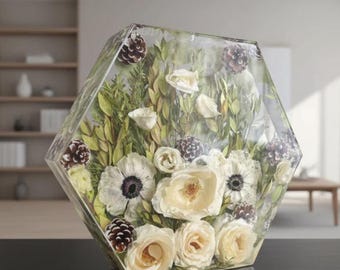 Custom Resin Hexagon Block Reservation, Wedding Flower Preservation, Memorial Bouquet Keepsake, Deposit
