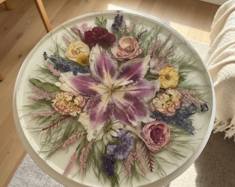 Custom Preserved Flower Lazy Susan Reservation, Wedding Bouquet Memorial Art, Flower Preservation, Deposit