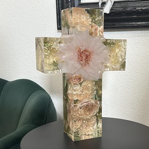Cruz de flores de resina, preservación de ramos, ramo de novia preservado, flor para servicio conmemorativo, cruz, regalo, depósito