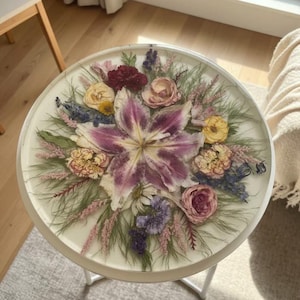 Custom Resin Floral Table, Wedding Bouquet Preservation Keepsake, Memorial Flower Table Gift