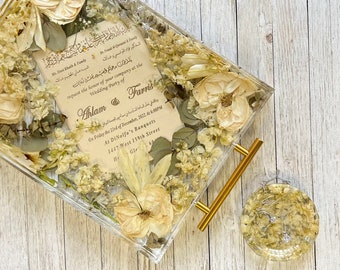 Resin Flower Tray, Serving Tray, Bouquet Preservation, Preserved Wedding Bouquet, Memorial Service Flower, Pressed flower