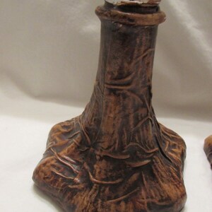 Vintage set of 2 Candle Stick Holders Hand Made ITALY Wrapped in Leather