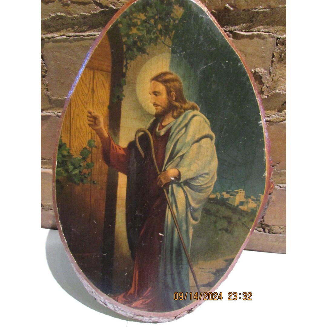 Vintage JESUS CHRIST Knocking at Door Decoupage Wood Religious ...