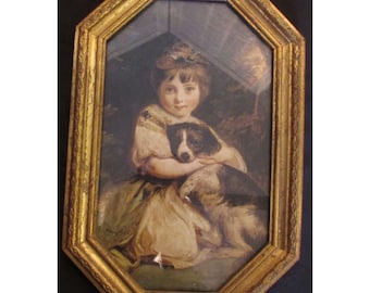 ジョシュア・レイノルズ作「少女と犬」（1780年）キャンバス