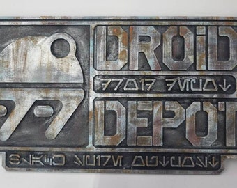 Droid Depot inspiró el letrero impreso en 3D Disneyland Disney world galaxy's edge plaque batuu
