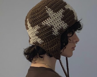 PATTERN crochet ear flap star hat