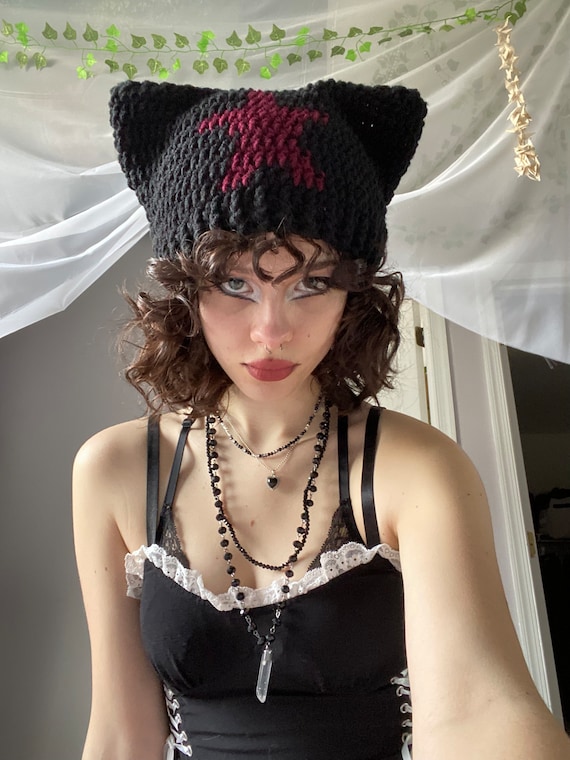 Star Cat Hat Beanie Crochet Handmade Ribbed - Etsy Israel