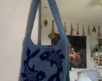 handtas fish wave design gehaakte gebreide handtas