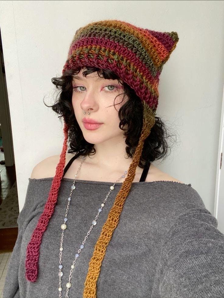 【BLACKPURPLE】24FW★ Knit String Ear Flaps Ear Flap Hat, Chunky Knit Hat, Womens Hat, Mens Hat, Winter