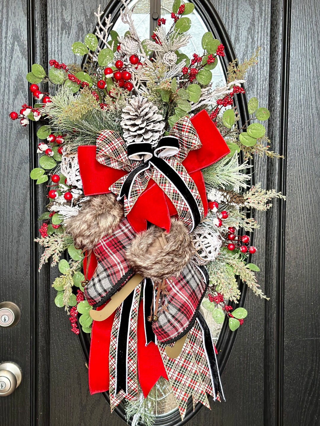 Plaid Christmas Decor Wreath Plaid Christmas Skates With Fur plaid-christmas-decor-wreath-plaid-christmas-skates-with-fur