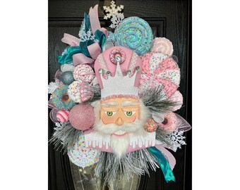 Elegant Nutcracker Wreath, Pink Nutcracker Wreath, Whimsical Nutcracker, Pink Elegant Christmas Nutcracker Wreath, Designer Nutcracker