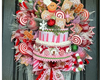 Christmas Gingerbread Wreath for Holiday Home Decor, Gingerbread Wreath for Door, Christmas Gingerbread Centerpiece, Christmas Home Decor