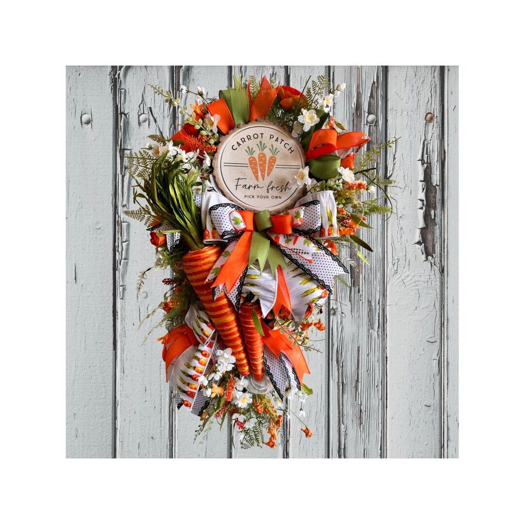 Easter Carrots Front Door Swag, Farmhouse Easter Home Decor, Easter