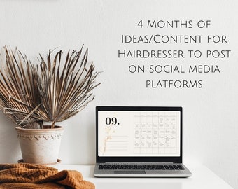 Social Media Content Calendar For Hairdressers or Beauty Salon, Marketing Planner, Social Media Marketing Planner, Hair Quotes