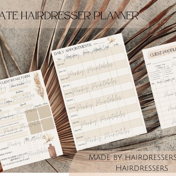 Hair Stylist Planner | Appointment Book | Salon Organization | Hairdresser Planner,Referral Cards, Inventory Tracker, New Client Intake Form